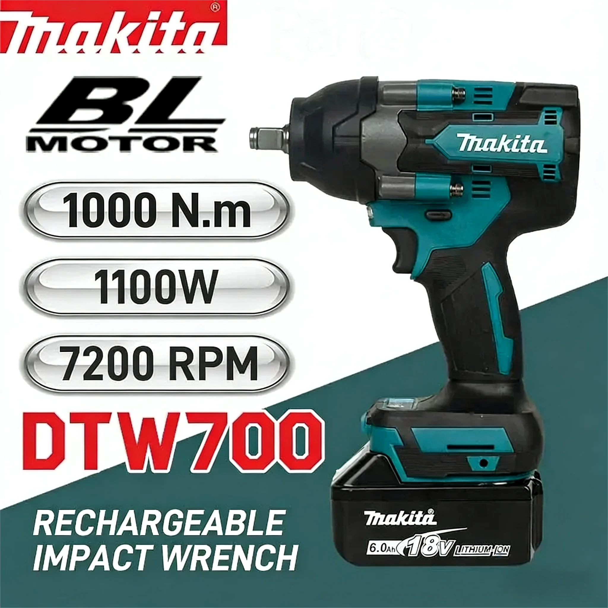 Heavy Equipment Battery - Makita DTW700 18V LXT Brushless Impact